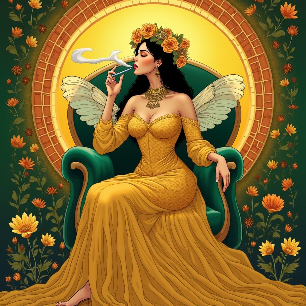 Regal Bee Goddess in Art Nouveau Style