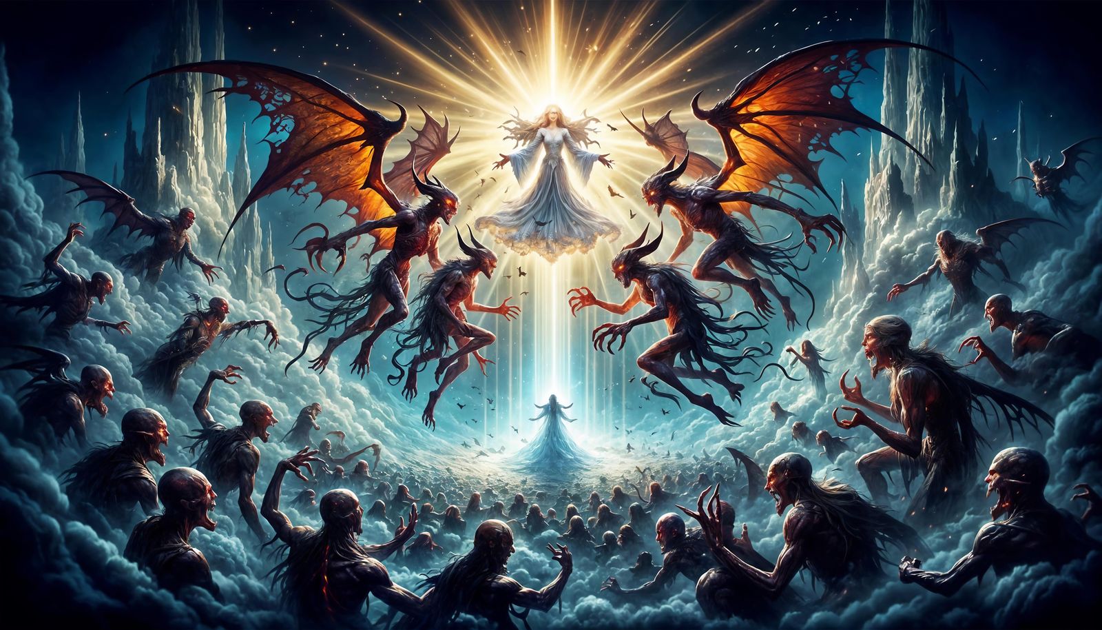 Divine Light Banishing Darkness in Fantasy Realm