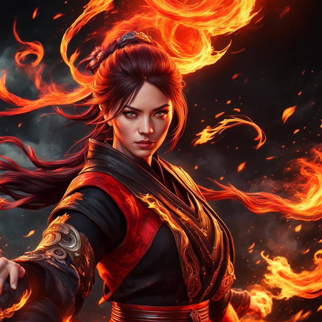 Dynamic Firebender Concept Art Portrait