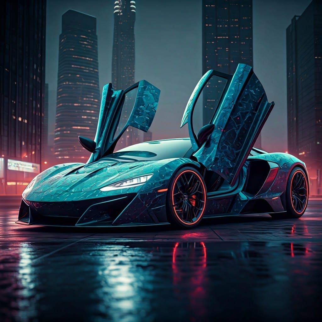 powerful supercar with suicide door and matrix leds lighting
