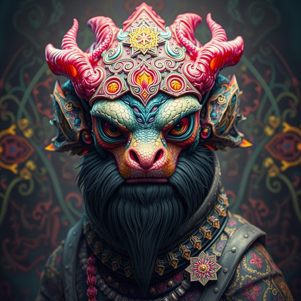 Hyperrealistic Bearded Dragon Alien in Futuristic Attire