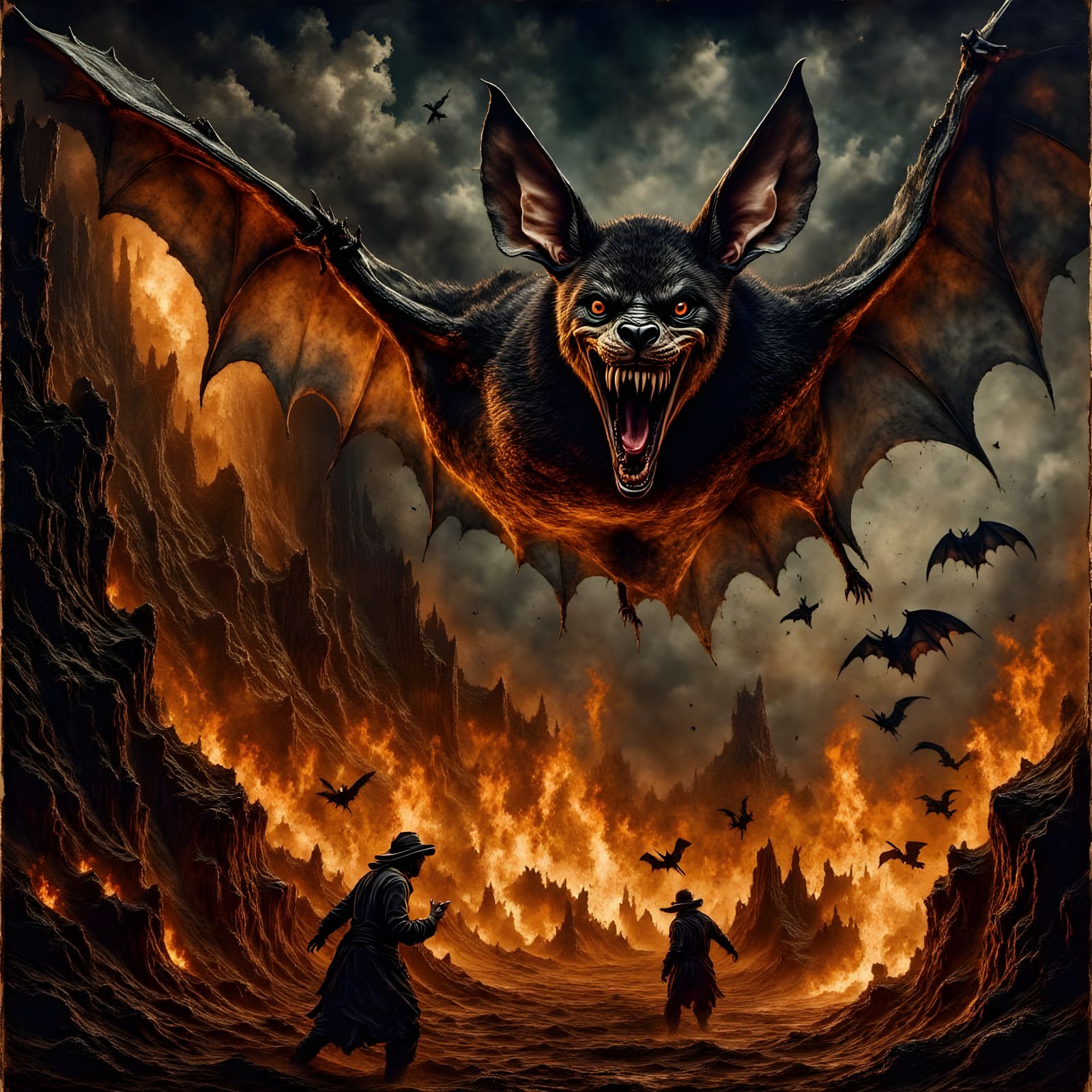 Ethereal Screamo Bat in a Hellish Landscape