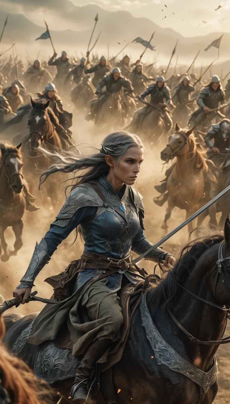 Lorien Elf Warrior Charges into Battle: Photorealistic
