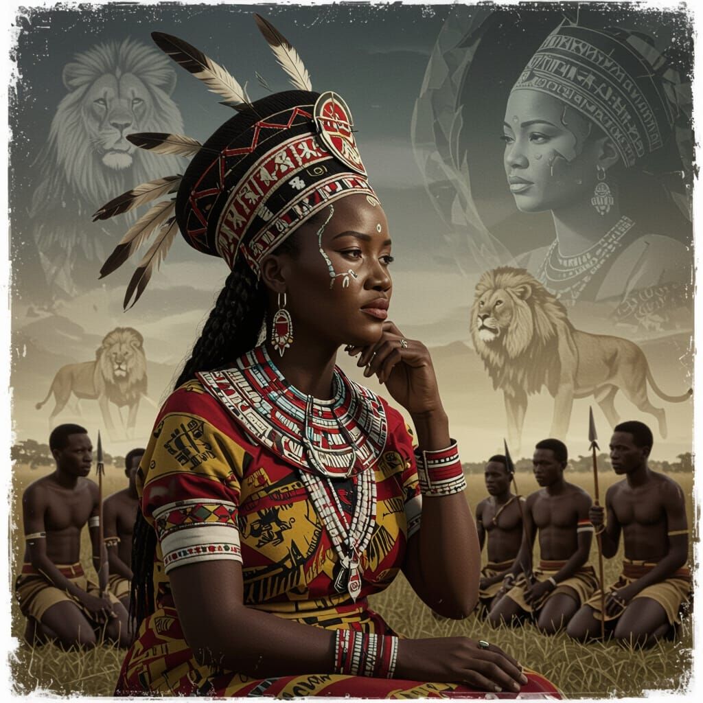 Zulu Queen Contemplates Lion Hunts: Kehinde Wiley Style