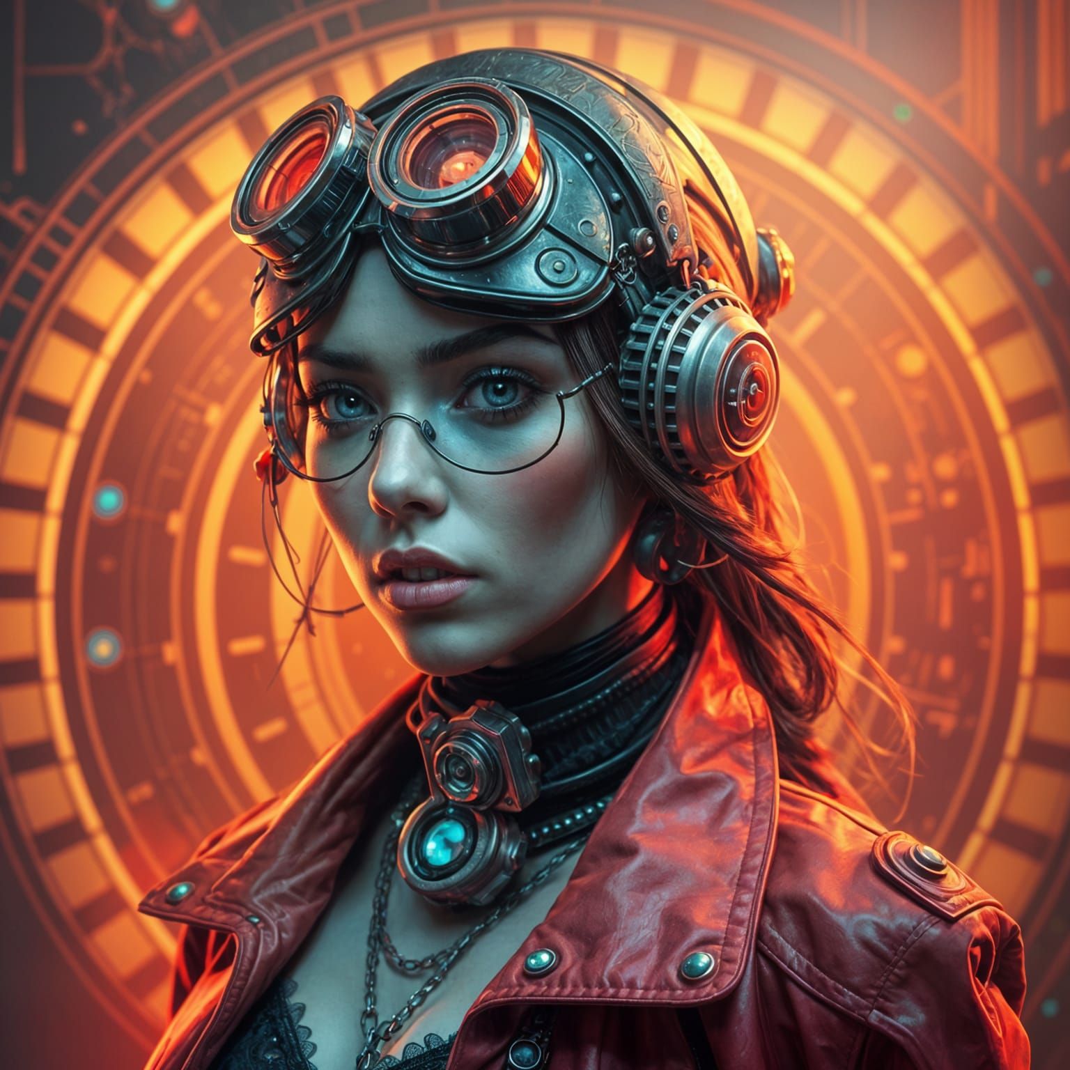 Cyberpunk Steampunk Woman Portrait