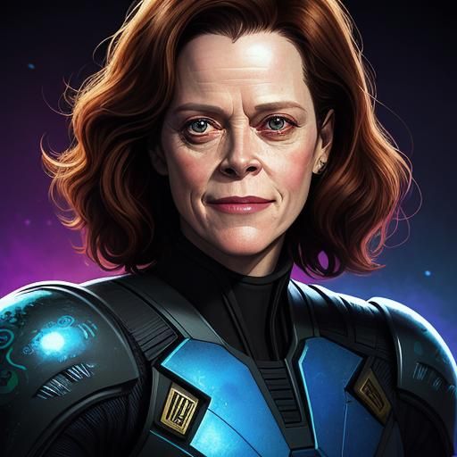 Hyperrealistic Portrait of Sigourney Weaver Smiling