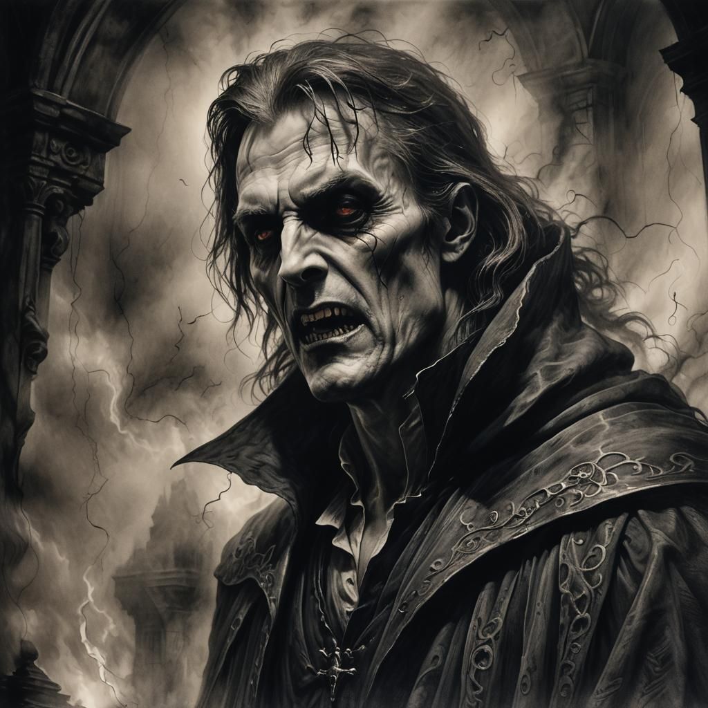 Vampire's Ephemeral Fade: A Charcoal Chiaroscuro