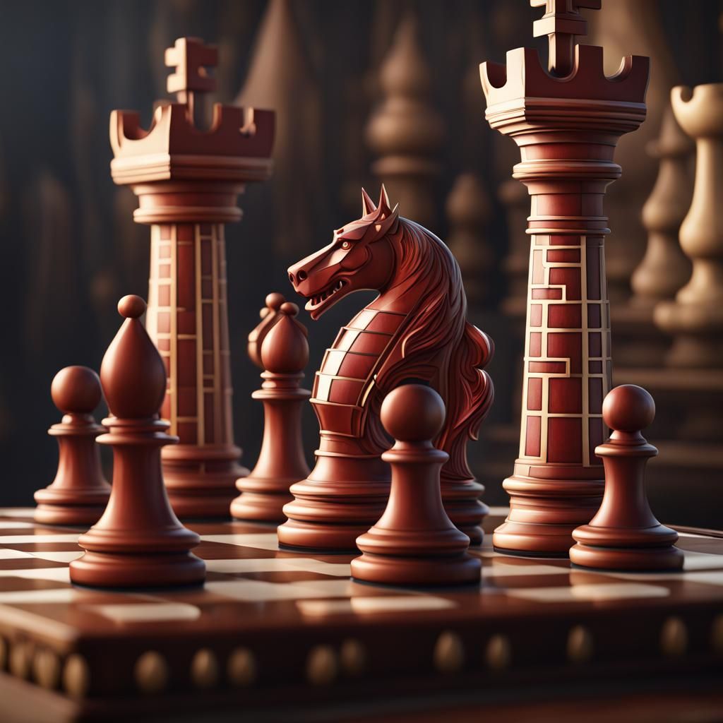Stanford Logo Chess Motif in Detailed Matte Painting