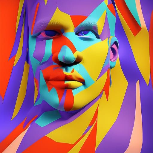 Colorful 3D Portrait with High Contrast Background