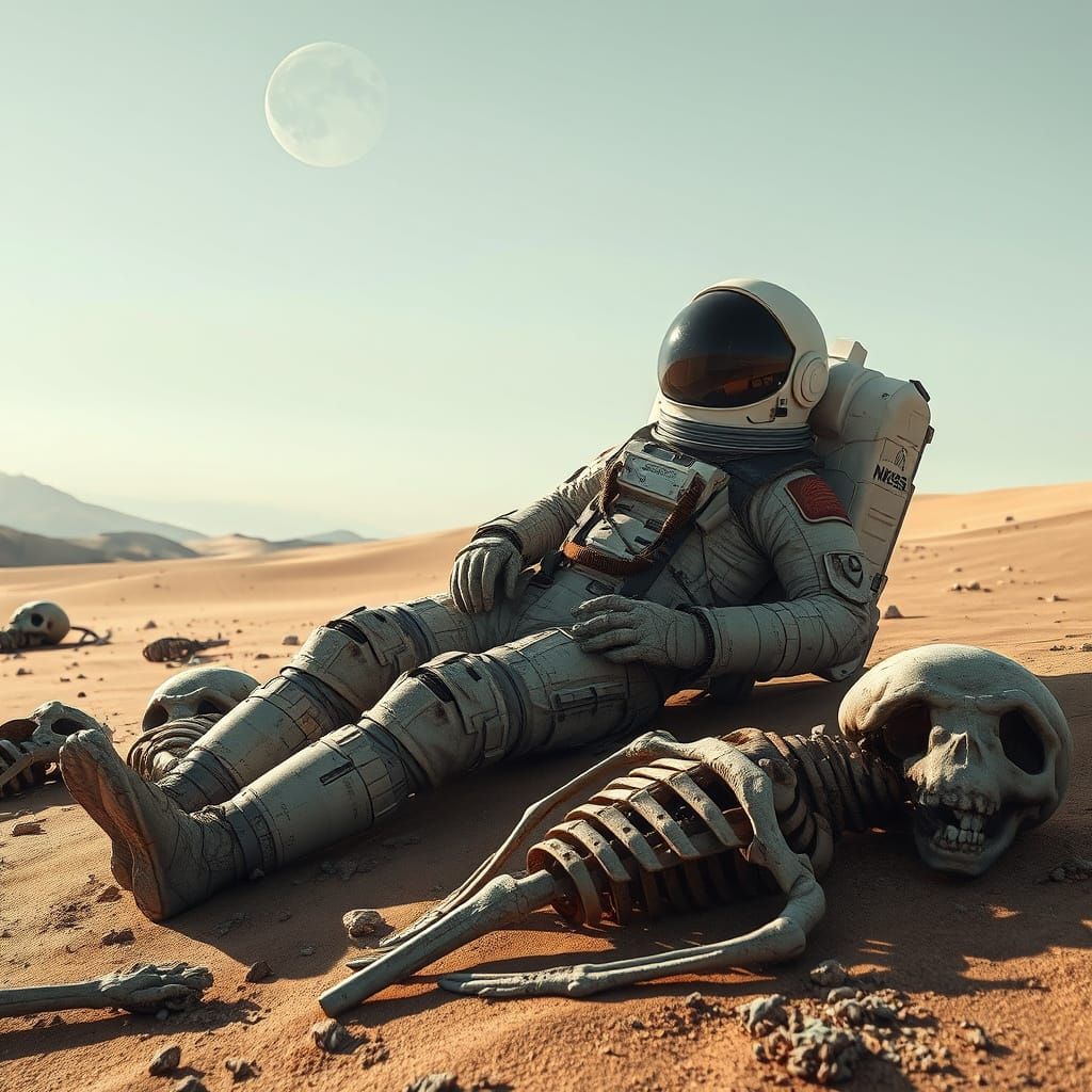 Lost Astronaut on Distant Planet in Romantic Style