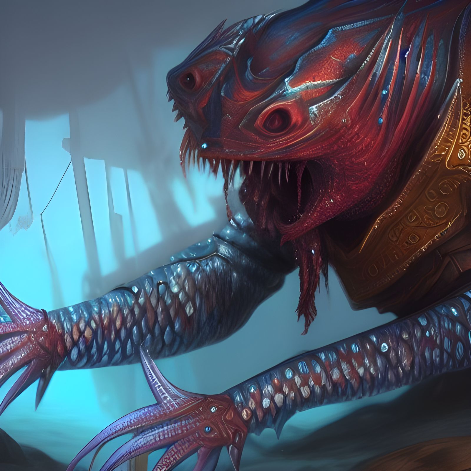 Aquatic Knight in Scale Armor: Fantasy Art