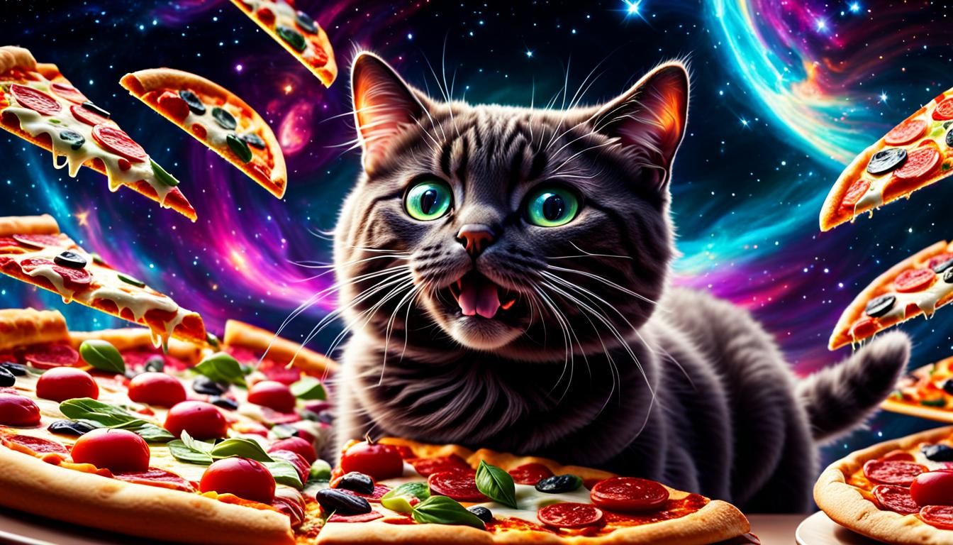 Cat and pizza