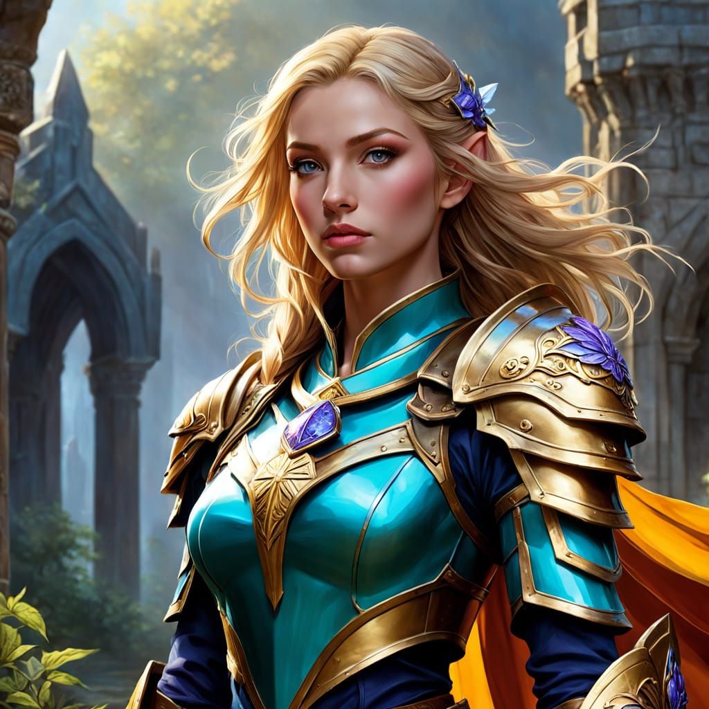 Fantasy Paladin Heals with Magic