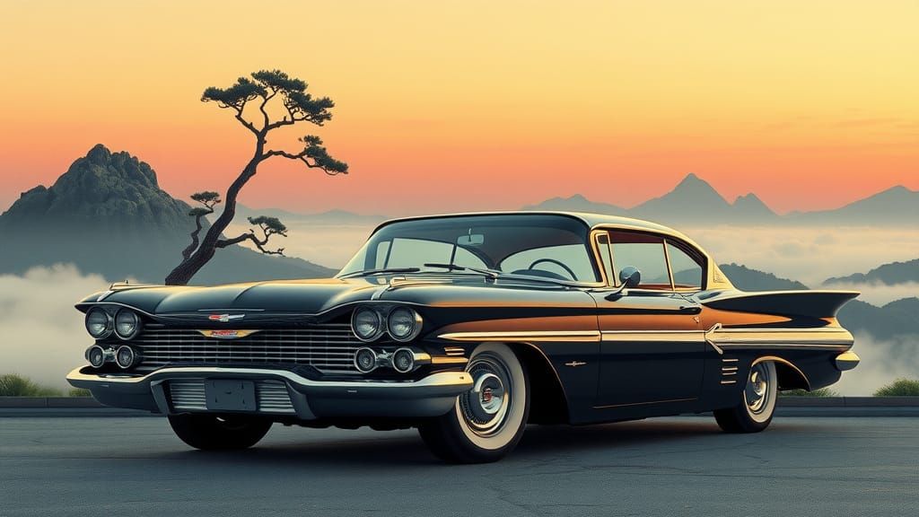 1959 Chevrolet Impala in Ukiyo-e Style