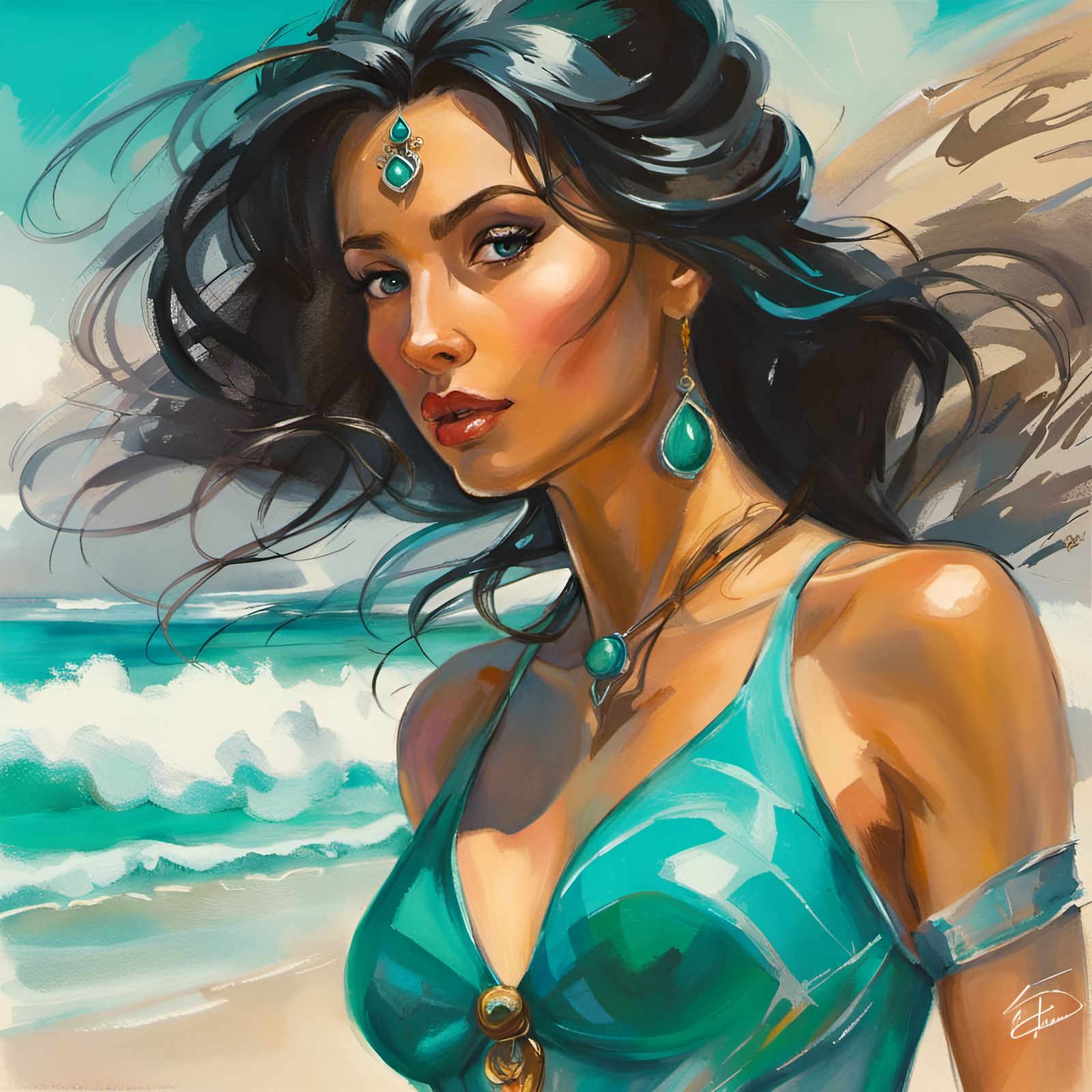 Princess at the Beach: A Classical Portrait