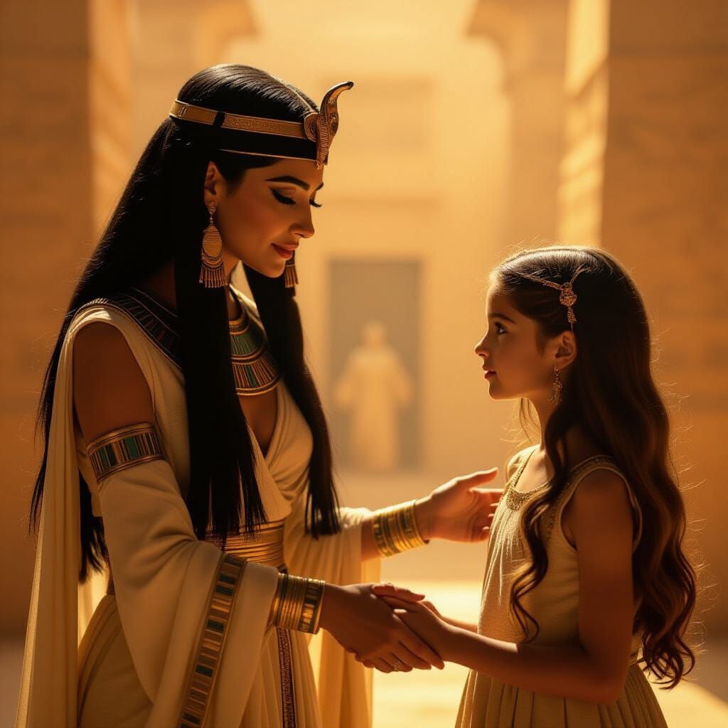 Hathor Guides a Child in Golden Light
