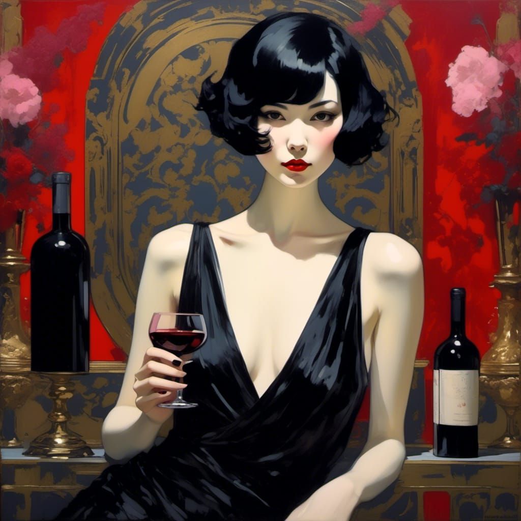 Elegant Noir Portrait of 1920s Woman in Gothic Style