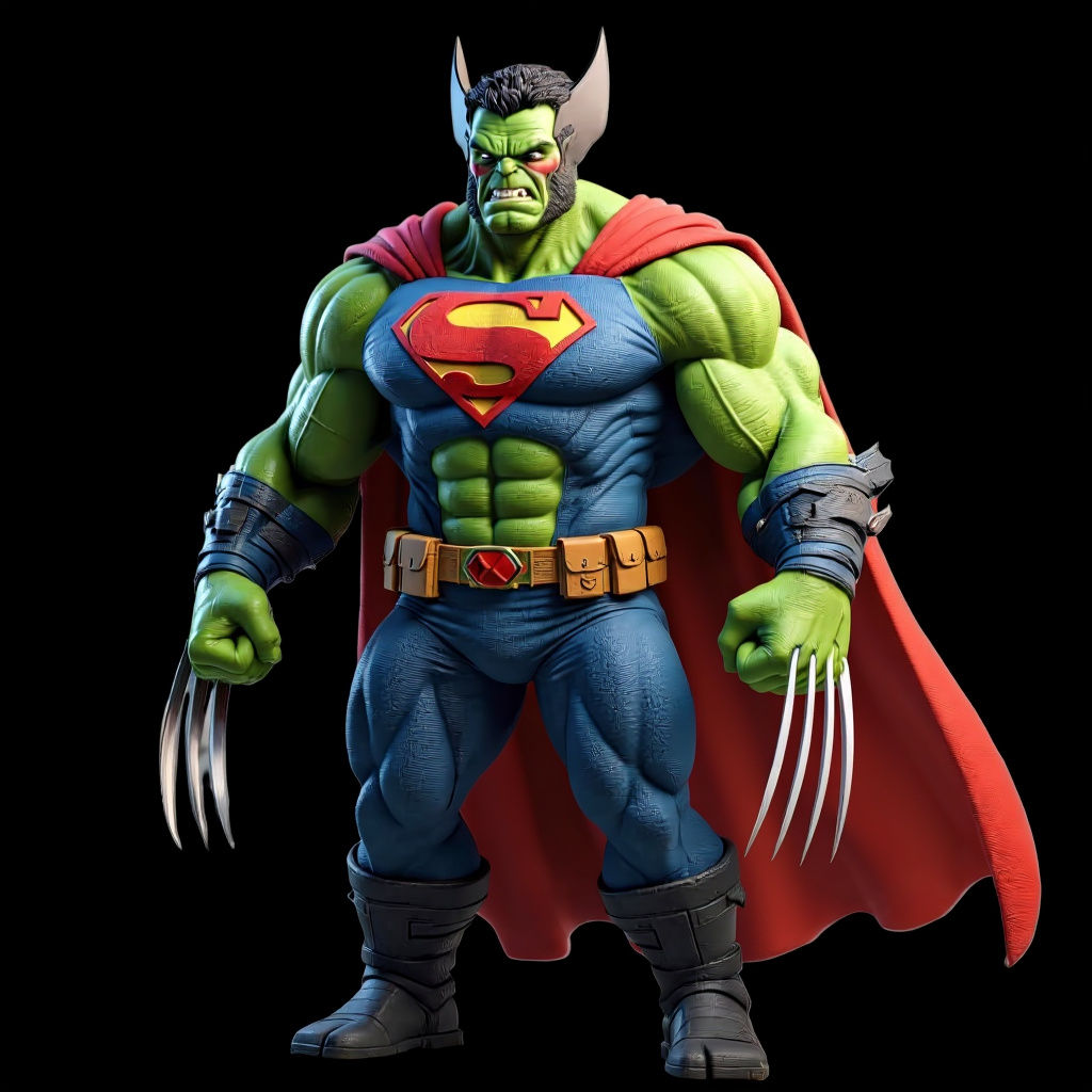 Ultimate Superhero 3D Model: Hulk, Wolverine, Deadpool, Supe...