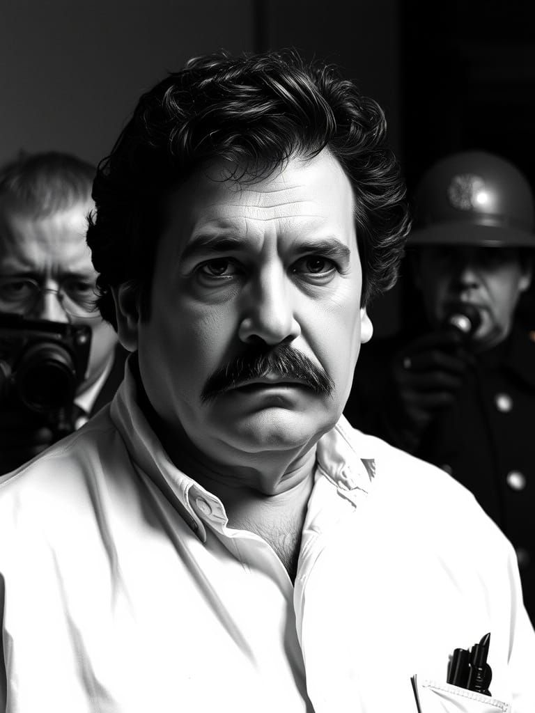 Authentic Pablo Escobar Portrait in Black and White