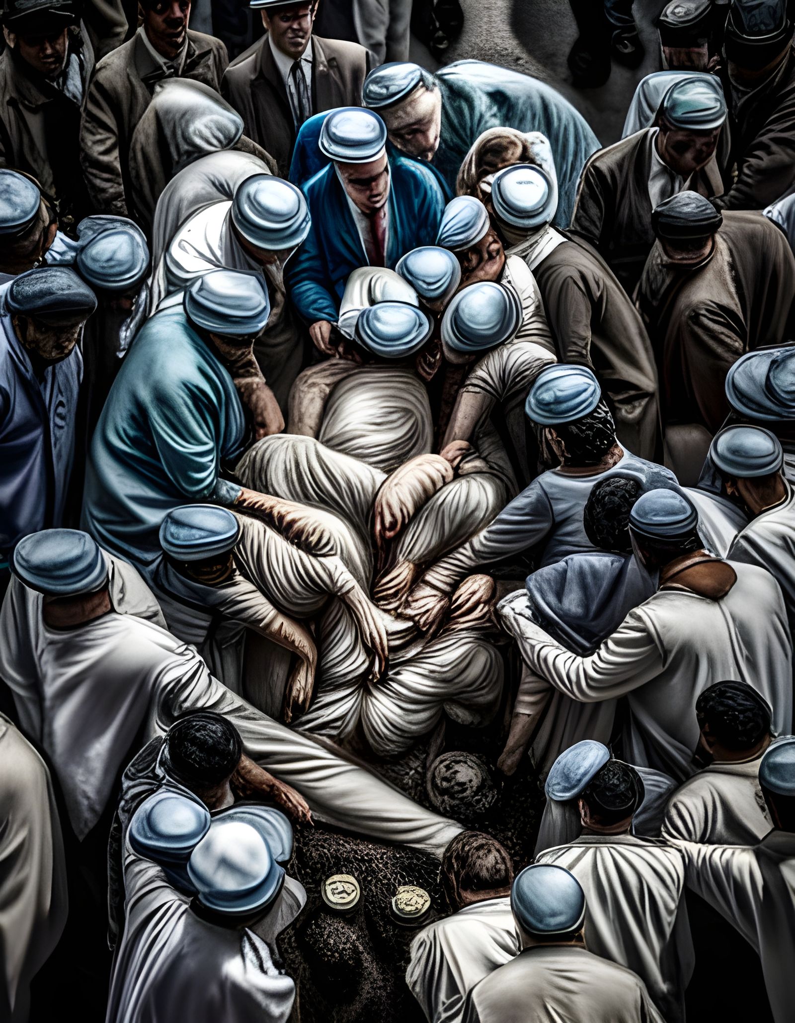 Blue Sparrow Funeral: Hyperrealistic Mourning Scene