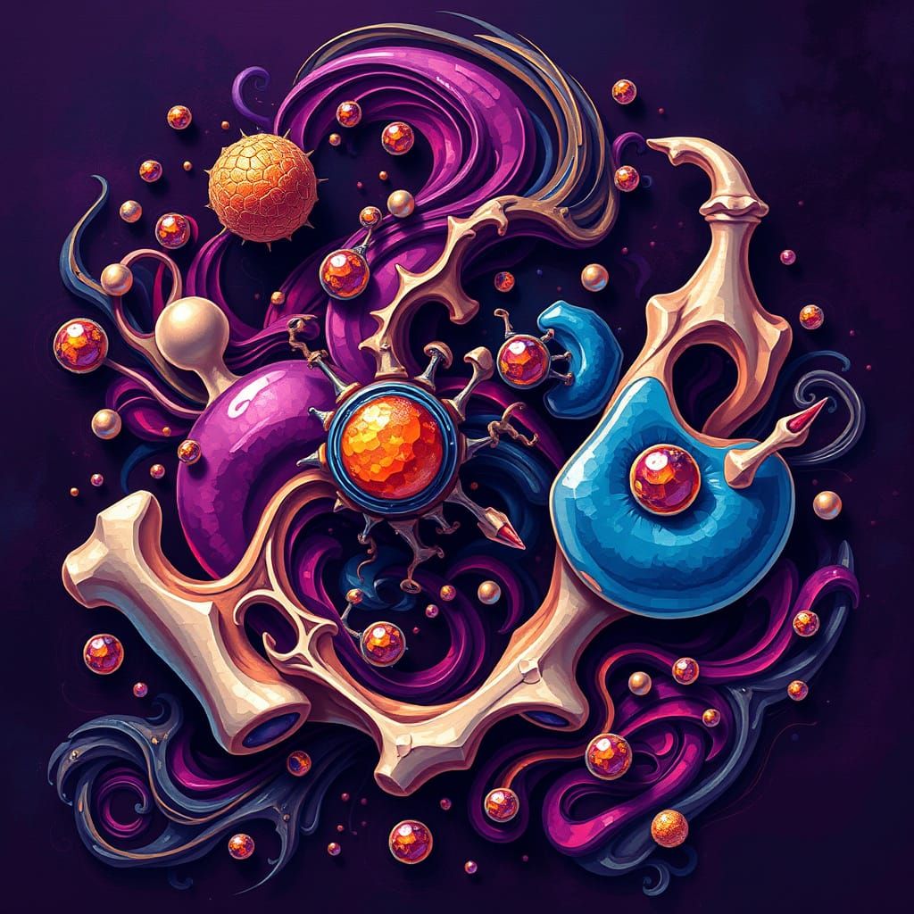 Ethereal Osteopathic Mosaic in Pixel Art Style