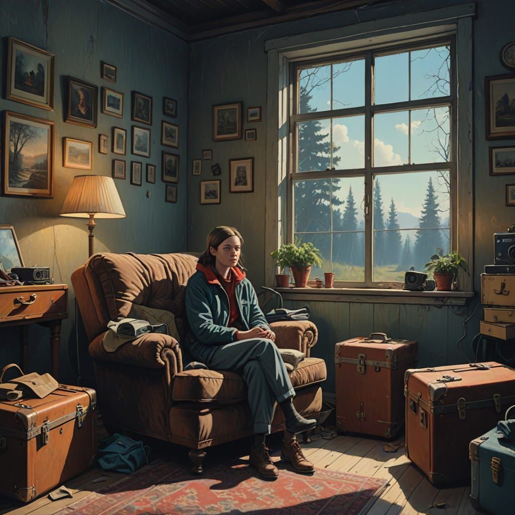 A Woman Lost in Nostalgic Reflections