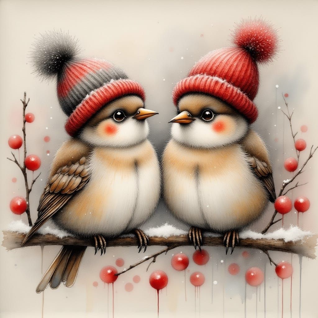 Hyperreal Charcoal Portraits of Cute Winter Sparrows