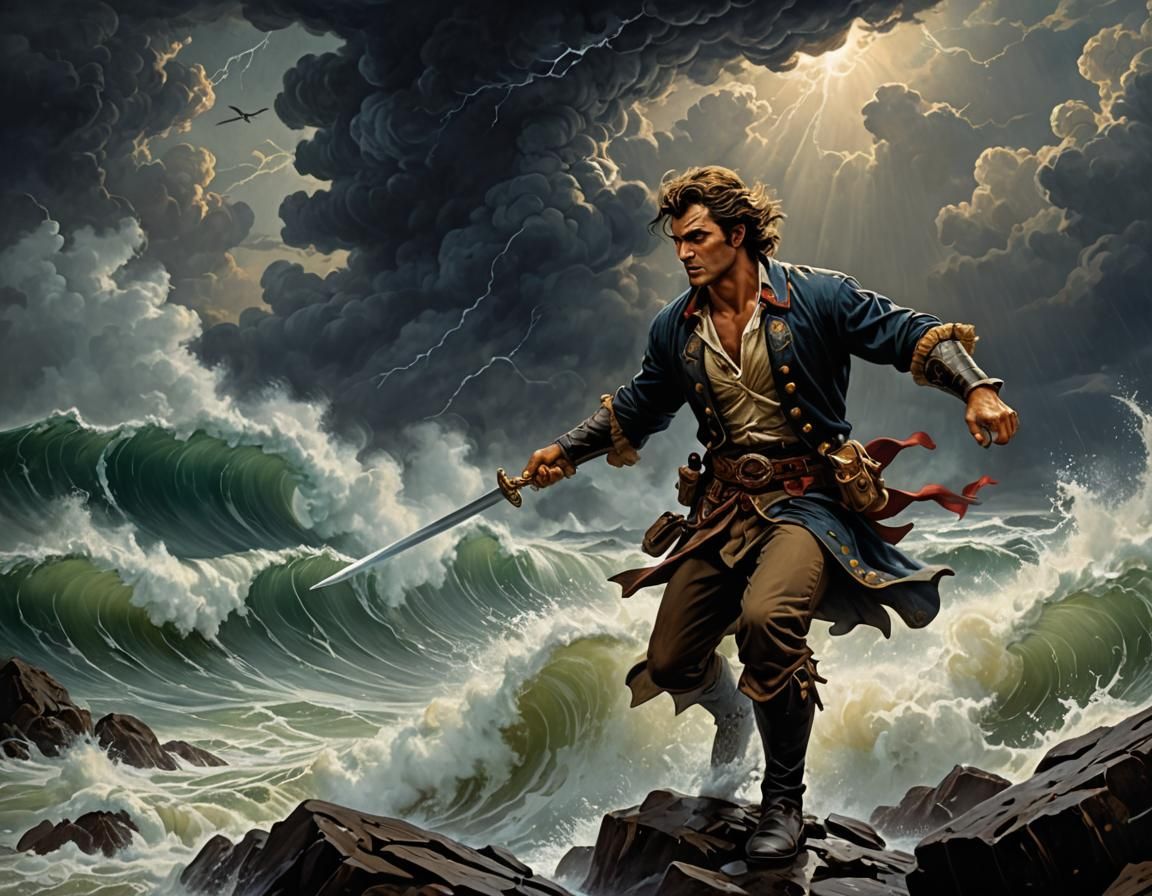 Raging Hurricane Painting in Realism Style