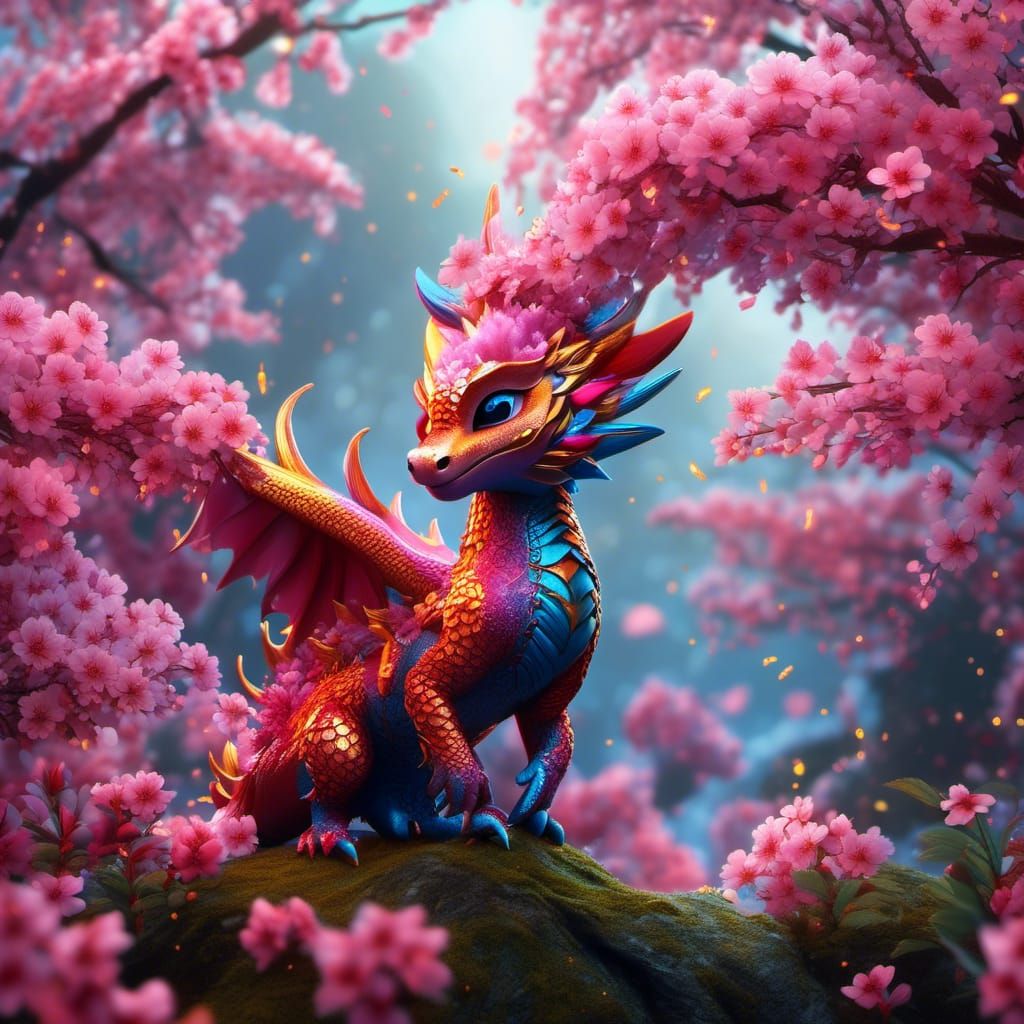 Half-Frozen Cherry Blossom in Detailed Matte Painting