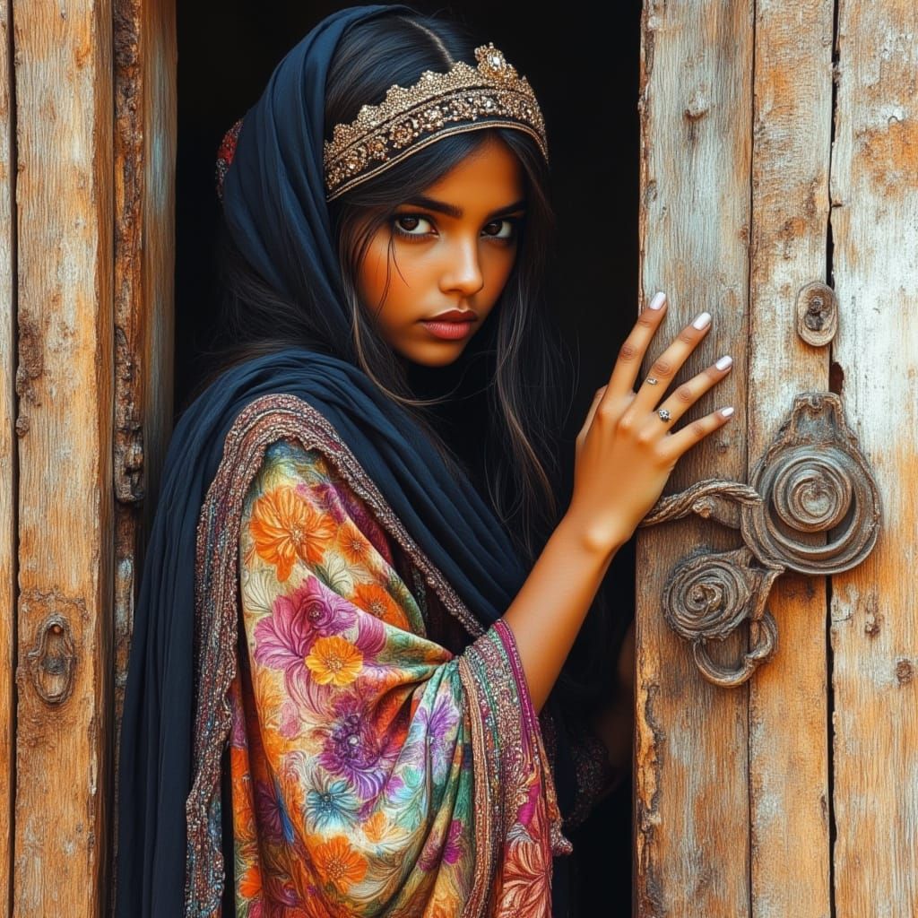 Yemeni Girl in Traditional Dress, Digital Art