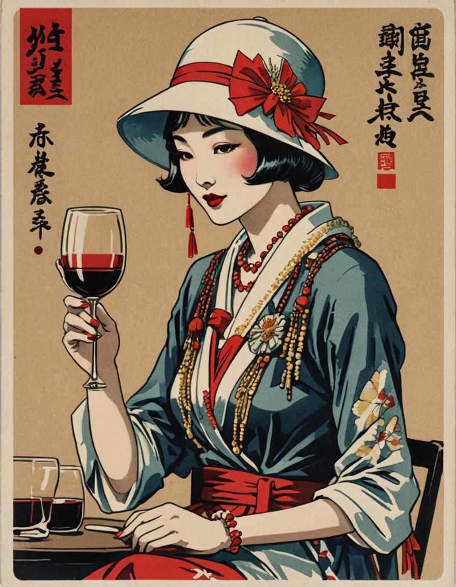 Vintage Japanese Matchbox Label: Ginza Wine Bar