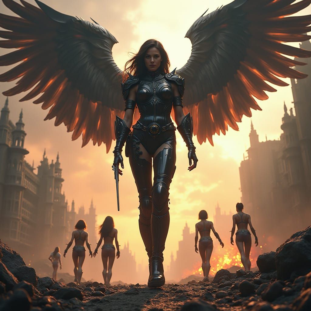 Majestic Angel Dominates Battle-Scarred Terrain in Cyberpunk...