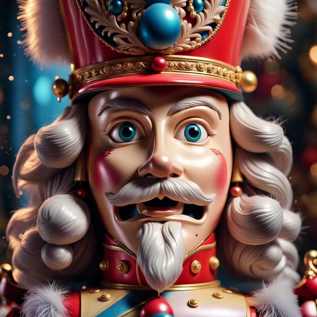 Majestic Nutcracker Portrait in Hyperrealistic Style