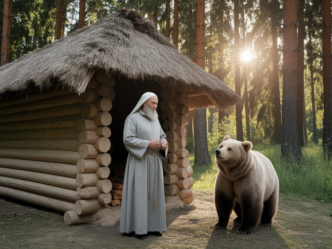 Saint Sergius of Radonezh in a Golden Forest Glade