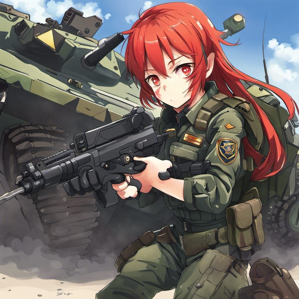 Anime Girl in Tank Police Combat Gear