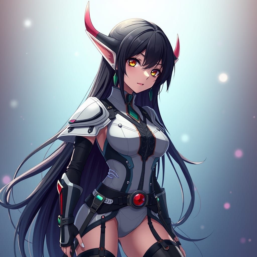 Anime Girl Elf in Futuristic Attire