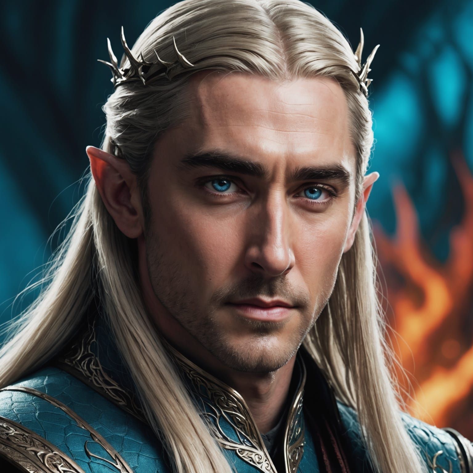 Hyperrealistic Portrait of Young Man with Blue Eyes