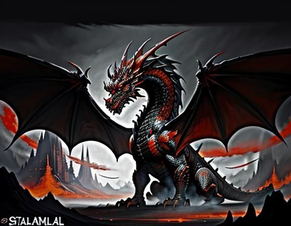 Majestic Dragon in a Dynamic Fantasy Art Style