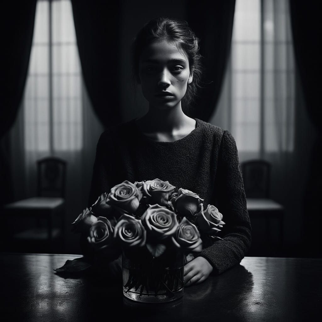 Velvety Black Roses in a Vintage Parlor Setting