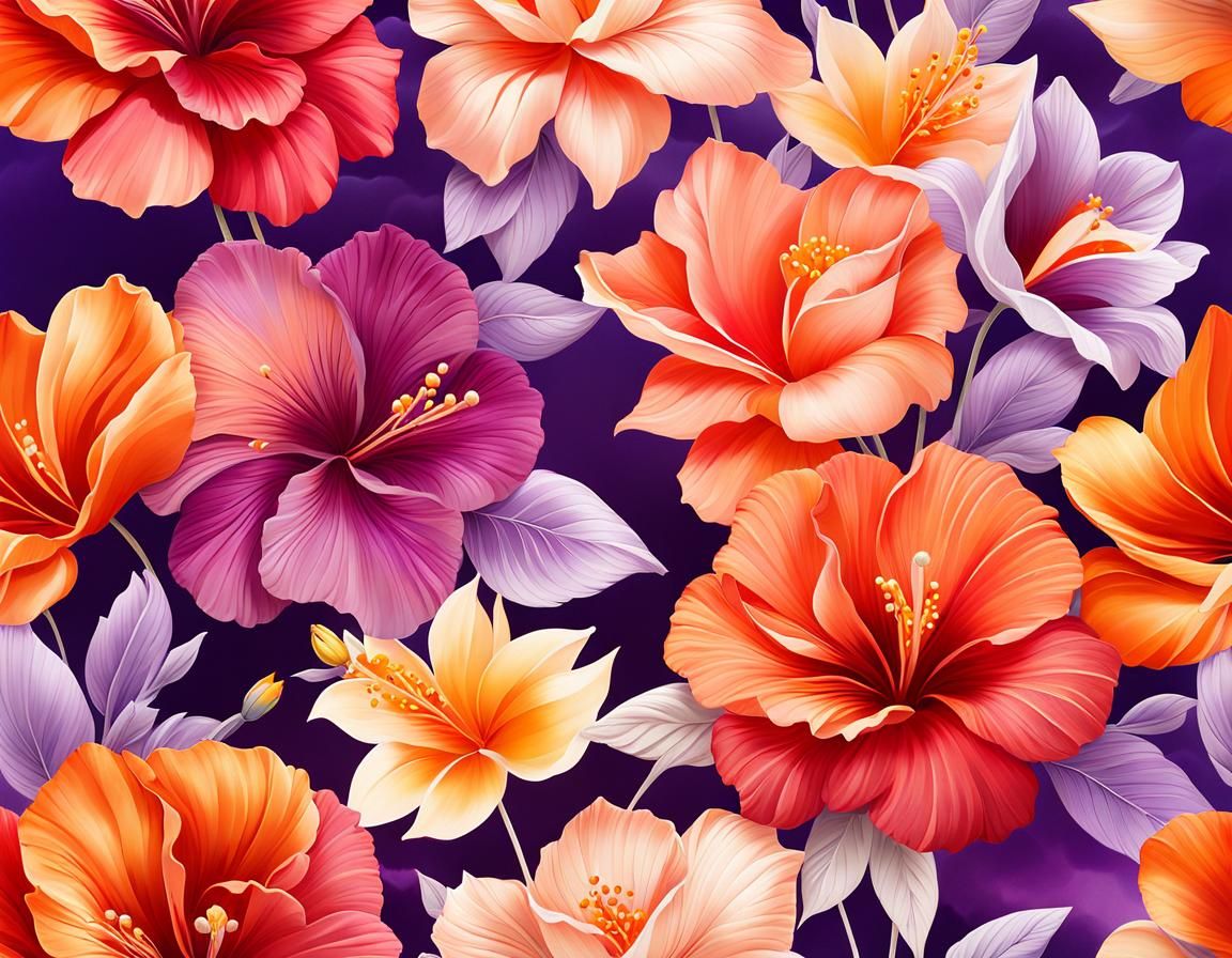 Kaleidoscopic Flowers in Rose Gold Radiance