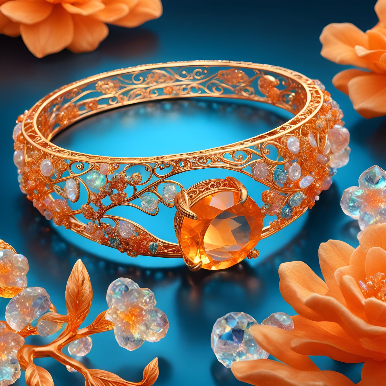 Crystallized Orange Jewelry in Fantasy Artwork