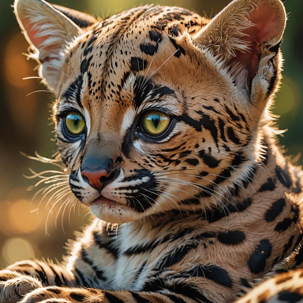 Ocelot Cub in Vibrant Oil Painting Style