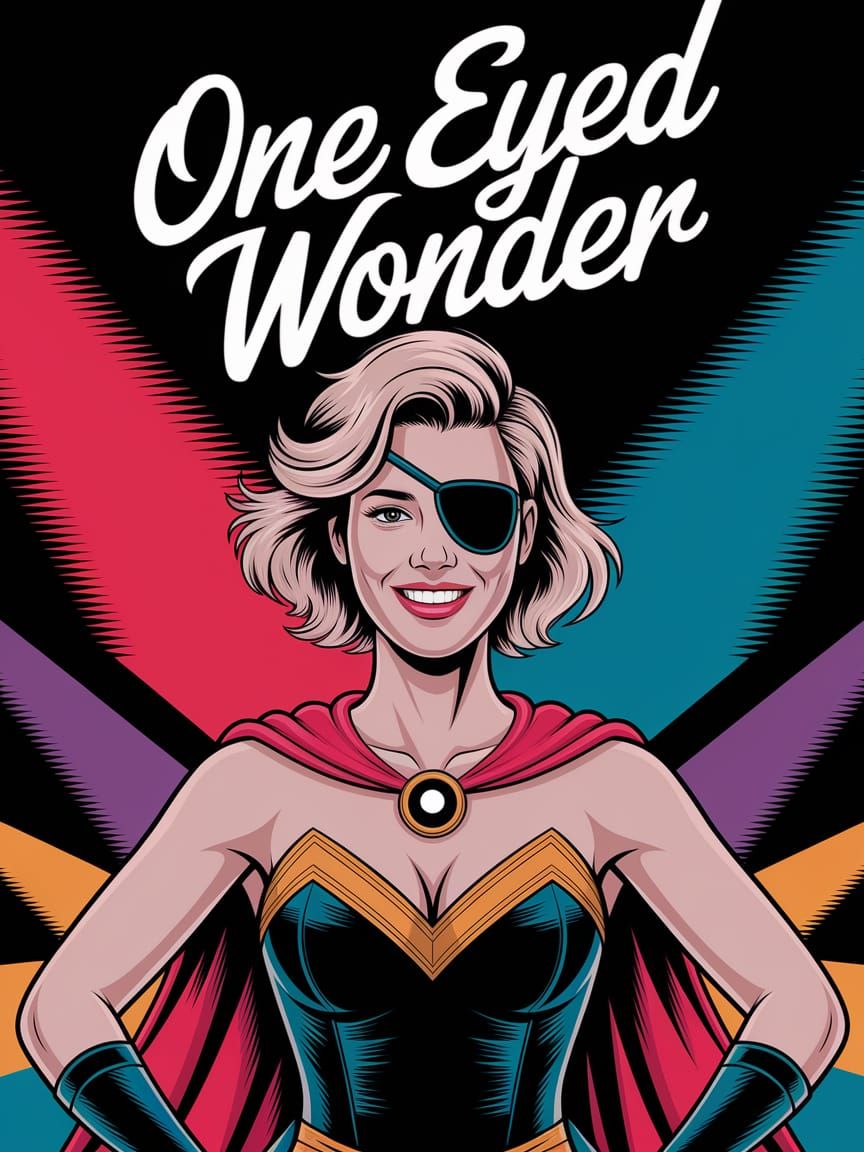 Blonde Superheroine in Geometric Art