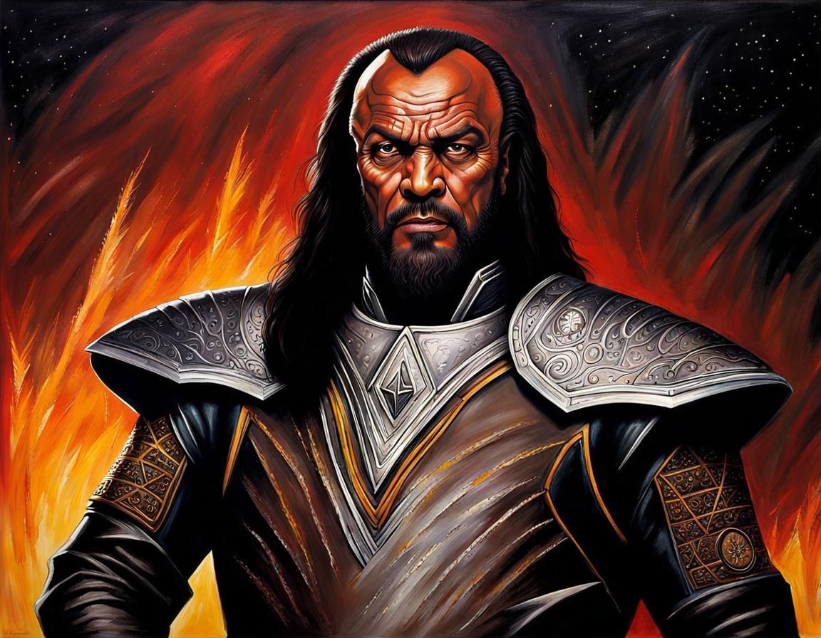 Klingon Officer Portrait in Detailed Oil Painting