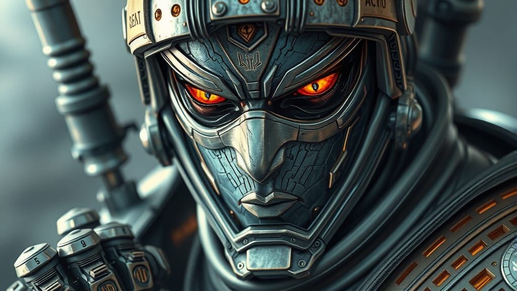 Cyberpunk Space Warrior Embodies Ancient Ninja Discipline
