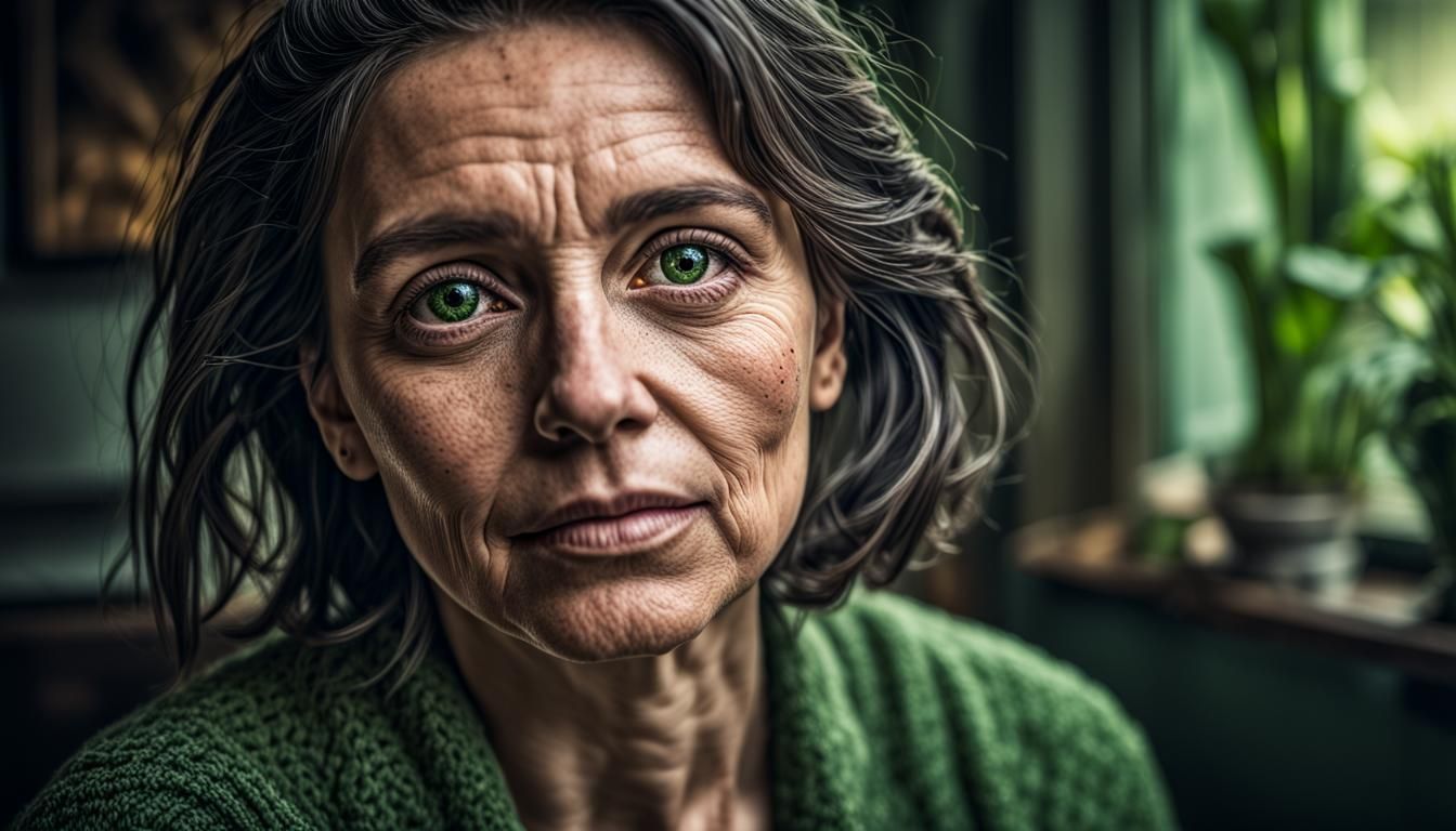 Hyperrealistic Portrait of Green Gladys