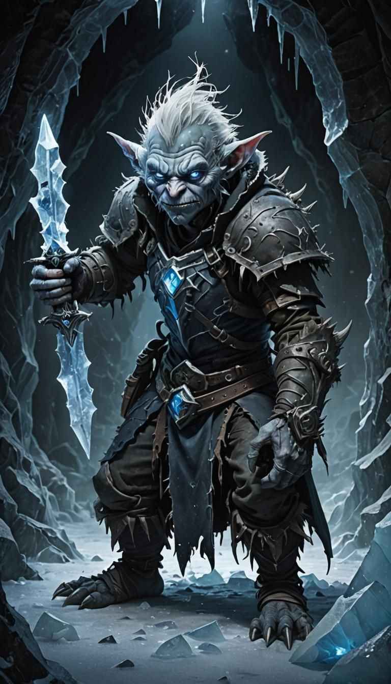Icy Goblin with Daggers in Frozen Cavern