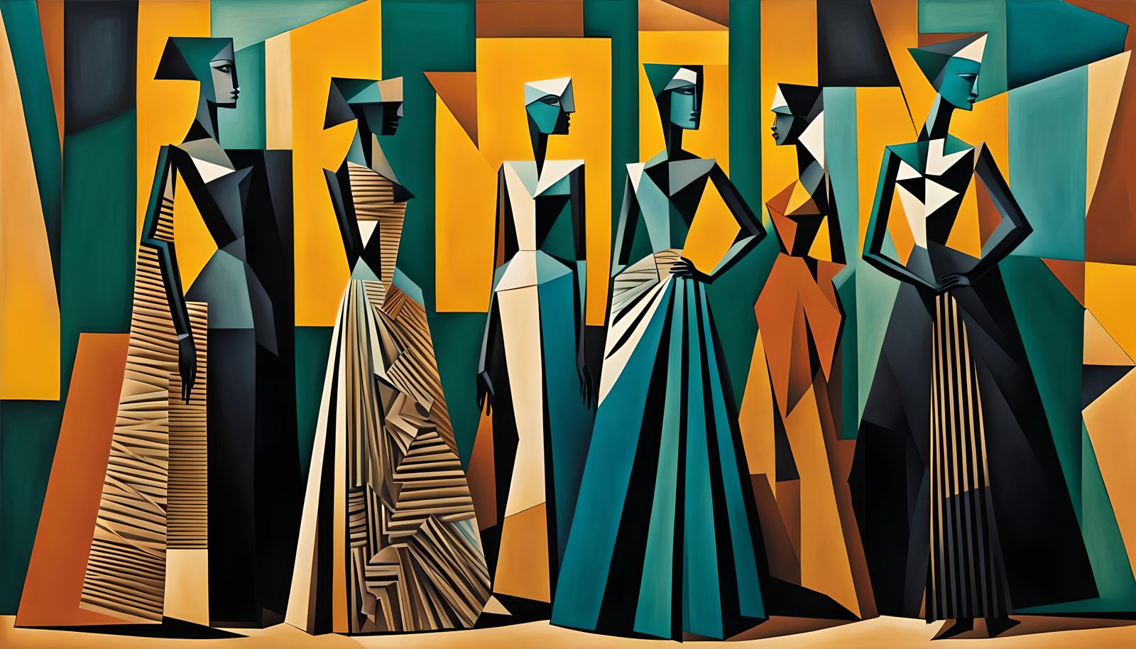 Abstract Women in Cubist Style