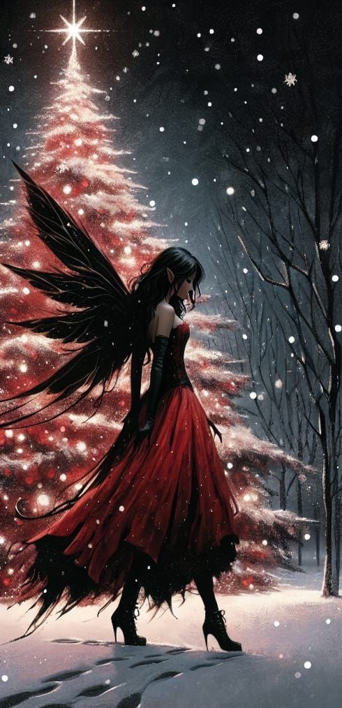 South Asian Fairy in Minimalist Christmas Scene