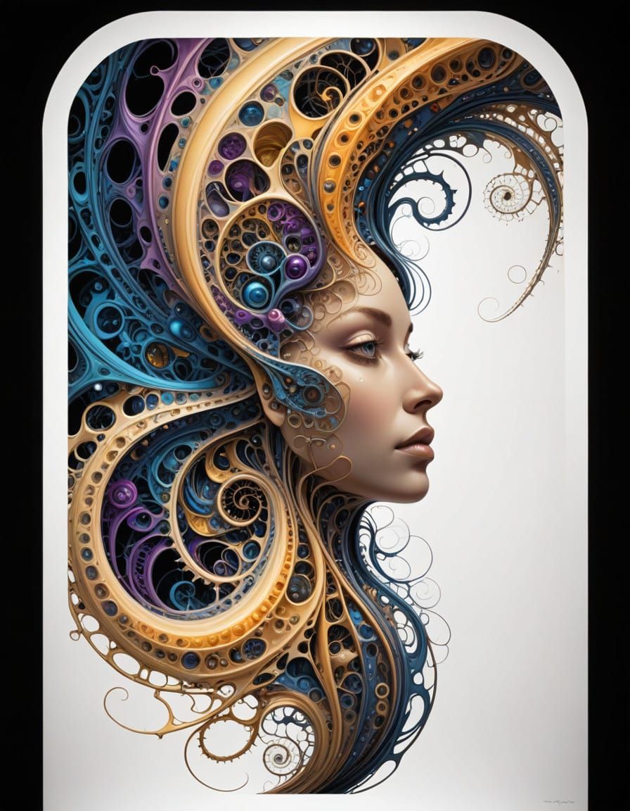 Psychedelic Julia Fractal in Cyberpunk Aesthetic